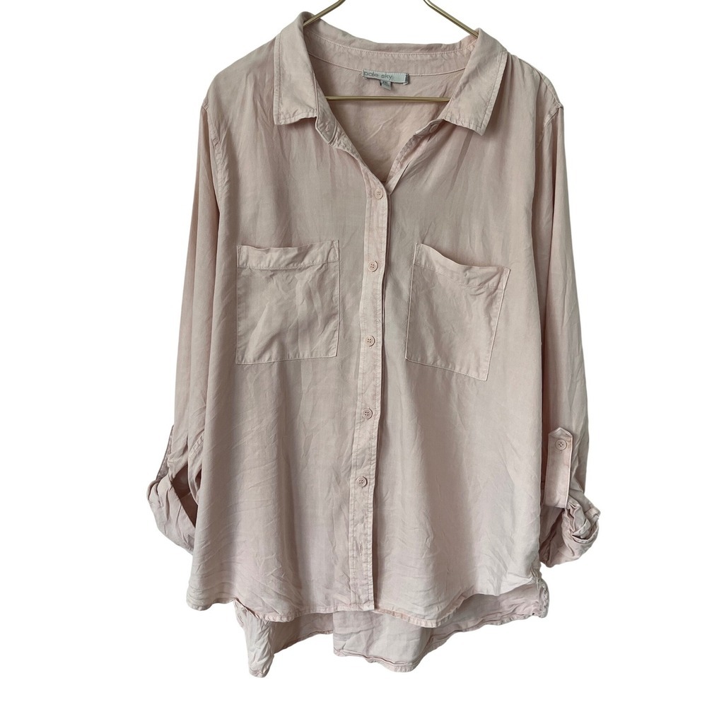 Pale Sky Pink feminine Cottagecore  Button Down Shirt XXL